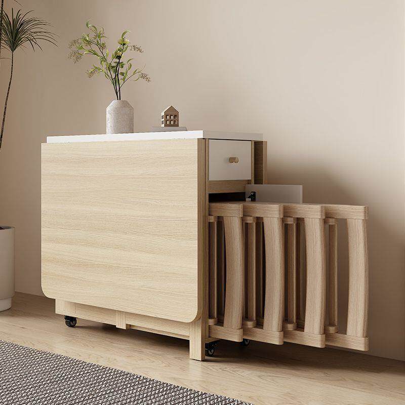 奶油实木折叠桌子01可折叠桌移动桌组合家用简易椅多功能风餐椅子