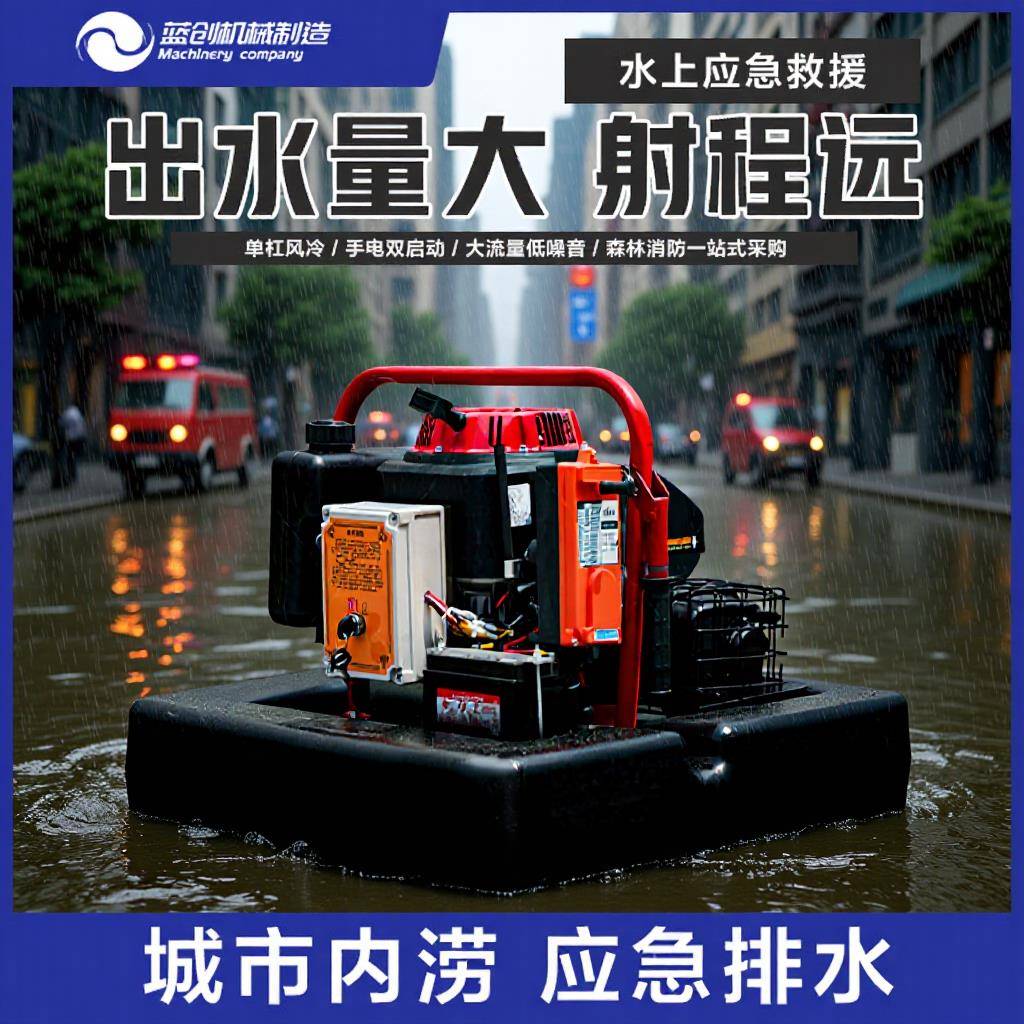消防浮艇泵水上应急灭火设备遥控启动自吸式汽油机抽水船用游挺泵