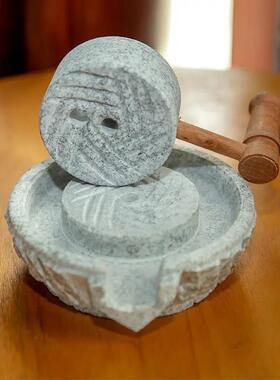 天然观赏小石磨家居装饰小摆件创意礼品怀旧磨盘覆古摆件装饰品