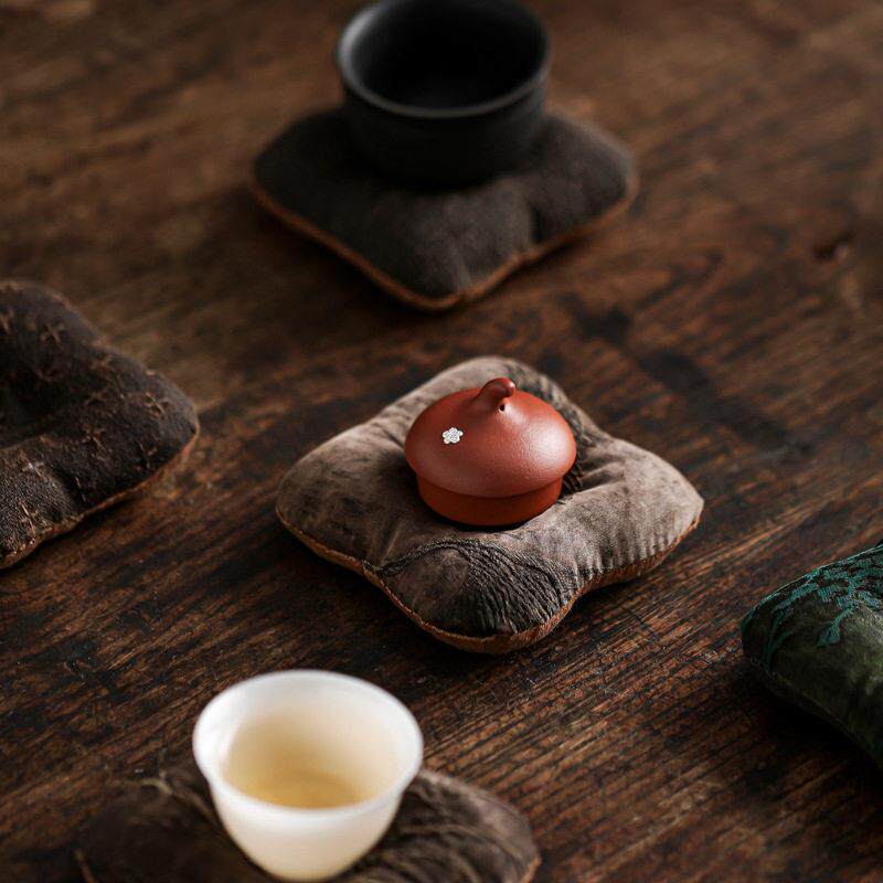 香云纱杯垫茶托盖置布艺充棉中式茶道功夫茶具配件紫砂壶盖托茶垫