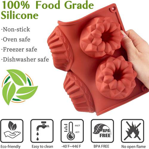 Mini Bundt Cake Pans Baking Silicone Fluted Tube Cake Pan