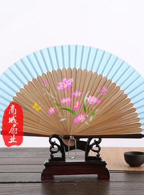 喷绘扇 *多款花鸟*美女图 *优质女扇*珠光柄喷绘丝绸扇子*折扇