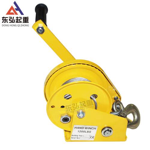 双向自锁手摇绞盘钢丝绳手动绞车重型绞盘卷扬机不锈钢手摇绞盘