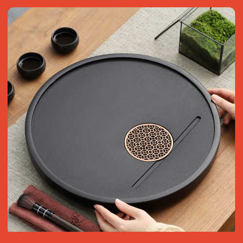 ⊙乌金石茶盘干泡台2024新款家用托盘复古小型功夫茶具正方茶