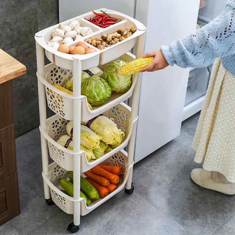 日本进口厨房置物架落地多层果蔬菜架子用品菜篮子储菜筐收纳