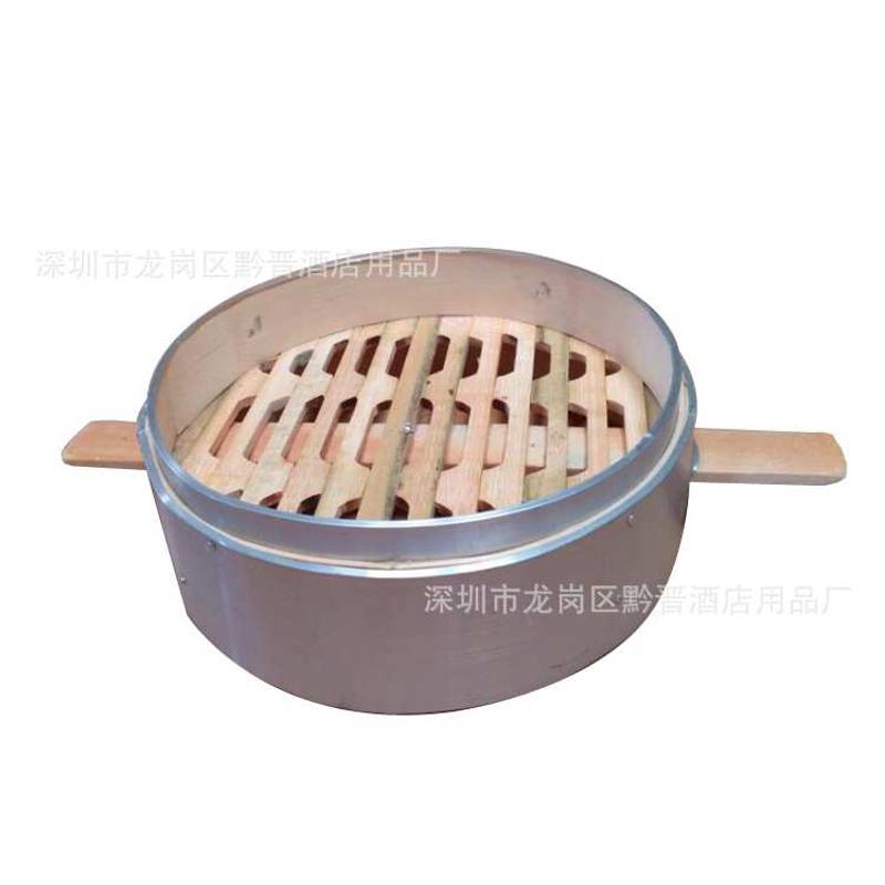 竹把手新款不锈钢小笼包点心蒸笼竹子蒸笼笼屉蒸笼商用双耳笼
