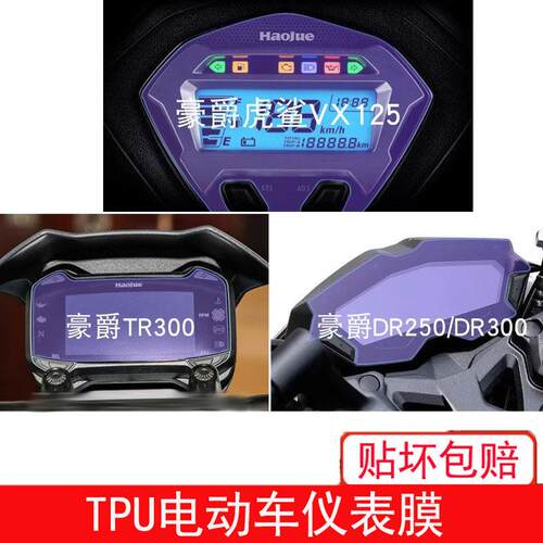 适用豪爵虎鲨VX125 TR300 DR250 DR300仪表盘贴膜显示屏幕非钢化