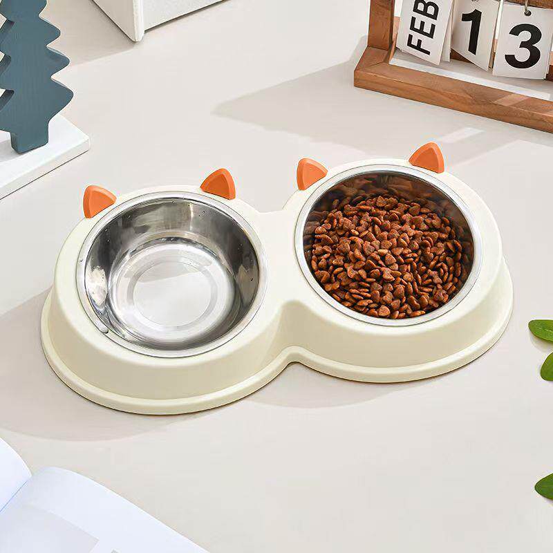 猫碗狗碗猫咪食盆不锈钢宠物双碗防打翻饮水饭盆猫盆狗盆狗狗用品