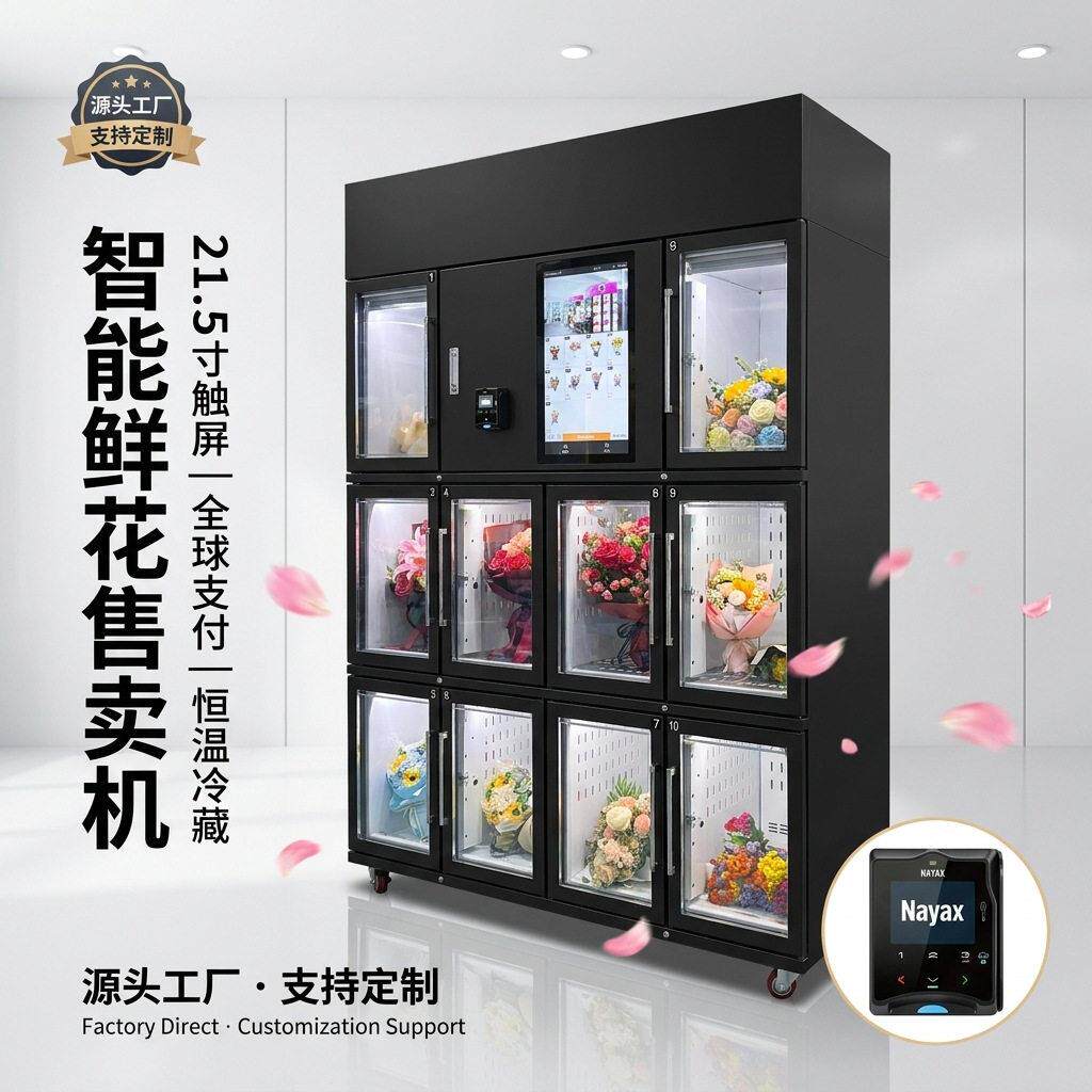 众鑫源头工厂自助鲜花自动售卖机24小时无人售货智能柜1台起订