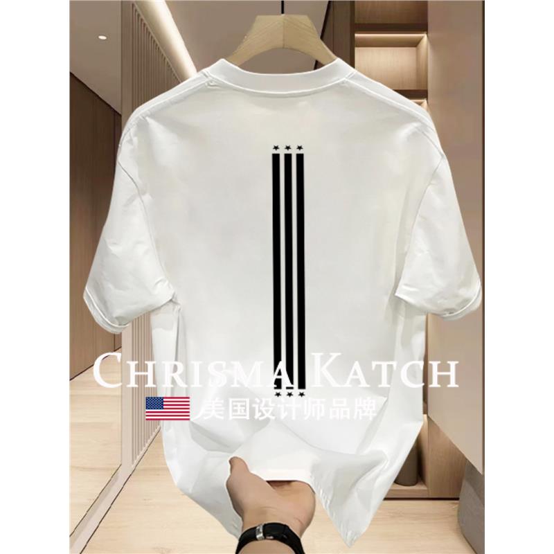 出口美国⭐Chrisma Katch~美式纯棉短袖百搭创意印花小众圆领上衣