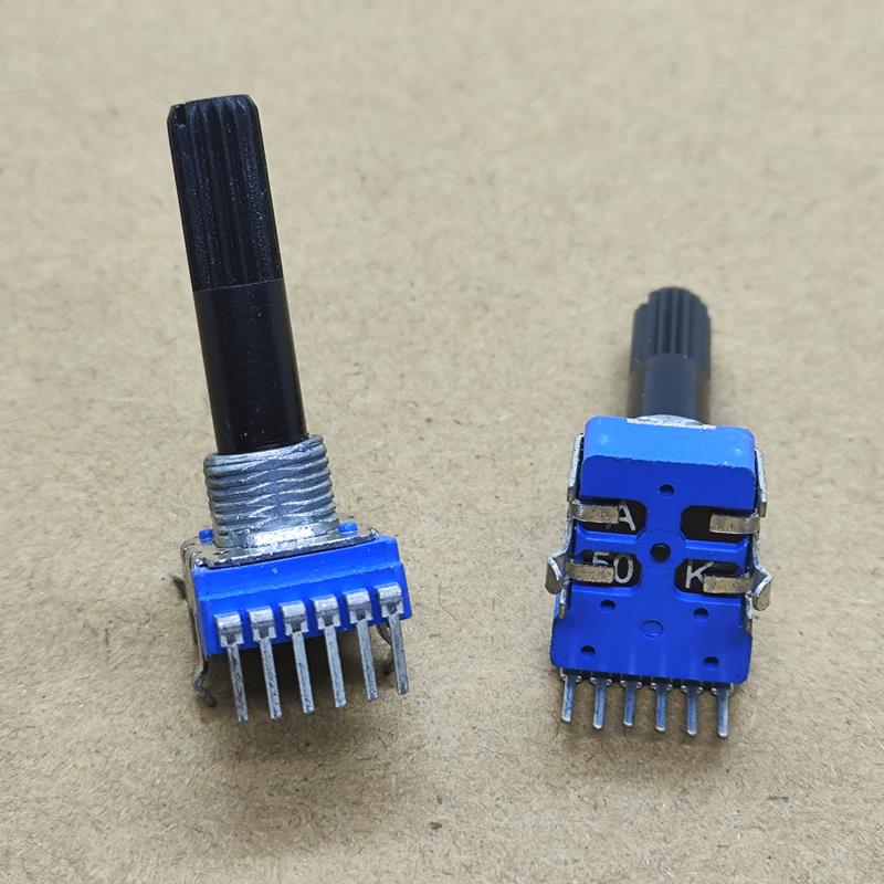 RK12型 A50K单排6脚双联电位器 功放音响音量调节A503 柄长28MM