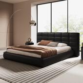 朴笙记劳伦斯真皮床现代简约北欧意式 极简主卧婚床榉木排骨架大床