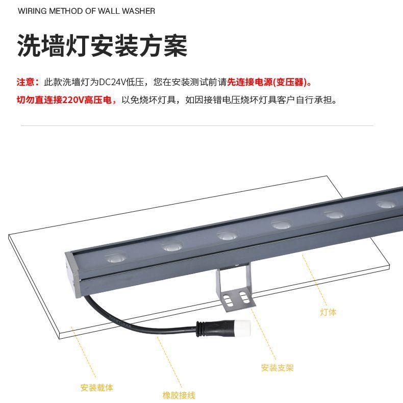 户外防水洗墙灯高亮单色七彩线条灯婚庆广告桥梁射灯512外控