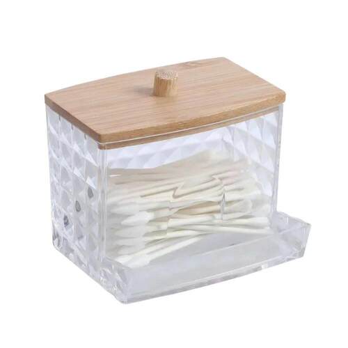 Acrylic Storage Box Bathroom Jar Makeup Organizer Cotton Rou