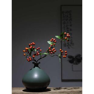 复古陶瓷花瓶新中式禅意花插摆件景德镇客厅玄关桌电视柜水培假花