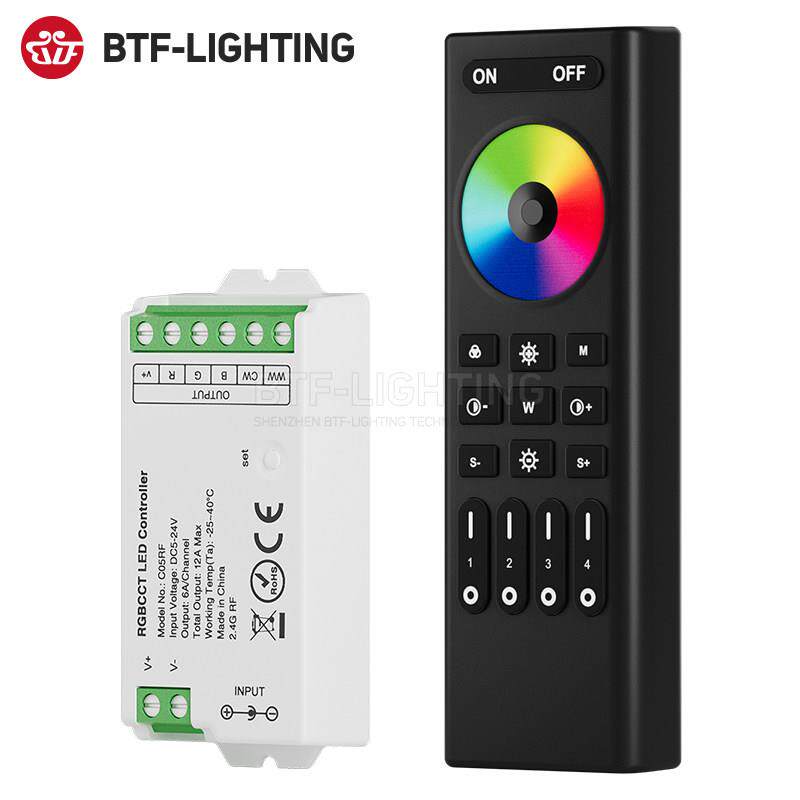 led遥控RF调光2.4G控制器12v24v灯带调节开 关单色RGBW发光字模块