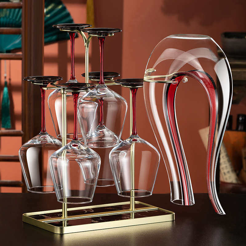 高颜值轻奢高档红酒杯醒酒器套装家用杯架玻璃葡萄酒杯高脚杯酒具