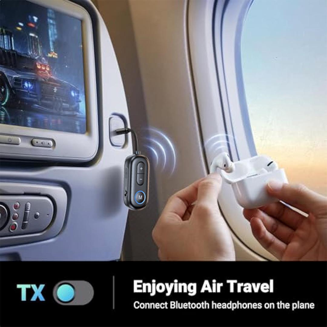 新款飞机蓝牙5.4接收发射器车载AUX二合一音频电视专用无线发射器