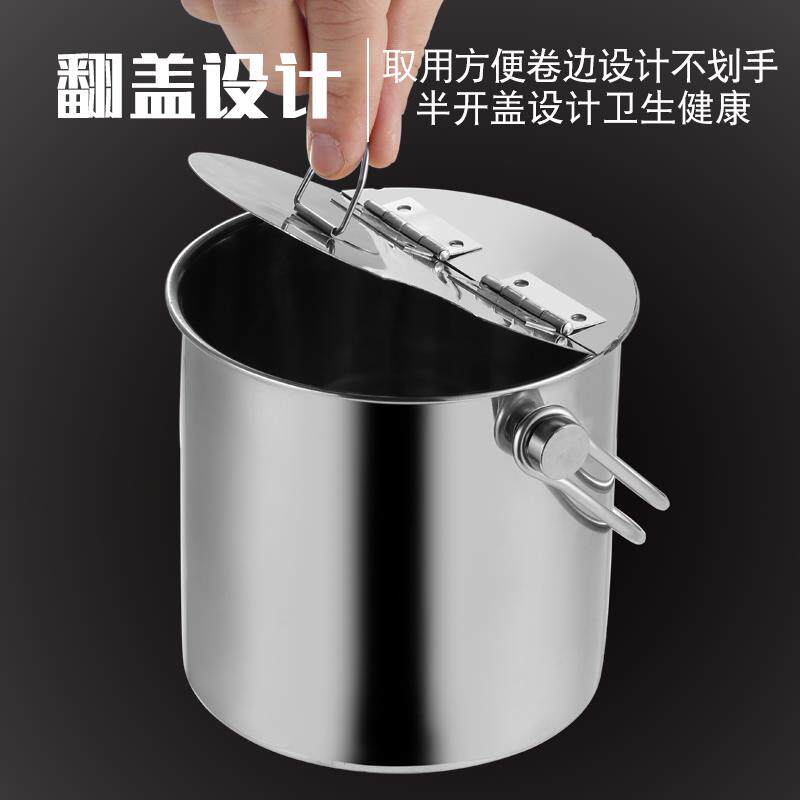 加厚不锈钢翻盖式糖水桶带盖手提冰块桶奶茶店冰桶家用冷饮桶酒吧