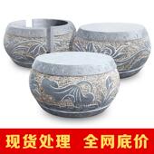 中式 青石石柱底座路障阻车石墩子花架柱子顶柱脚鼓凳门口石头石雕