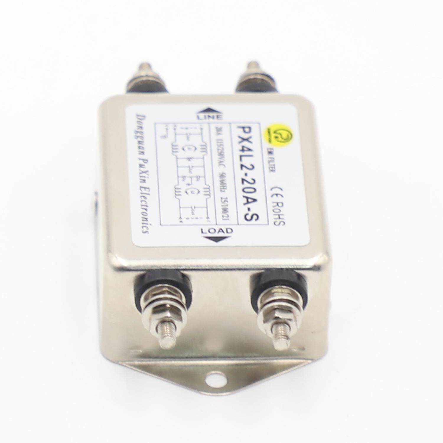 普鑫EMIPXIN滤波器双级PX4L2-20A-S宽频高磁导率锁螺丝电源滤波器