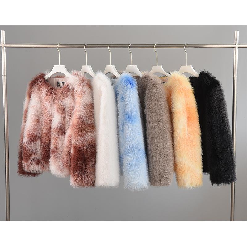 young coat fur round fur collar faux style faux coat Toka