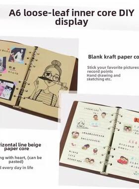 Leather Journal Notebook Cover Diary A6 Unlined Blank Paper