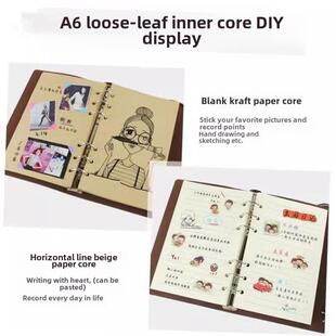 Cover Diary Leather Blank Notebook Unlined Paper Journal