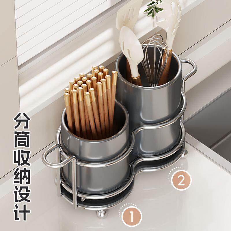 筷子收纳盒家用筷筒厨房沥水收纳筒筷子筒篓放勺子快子餐具置物架