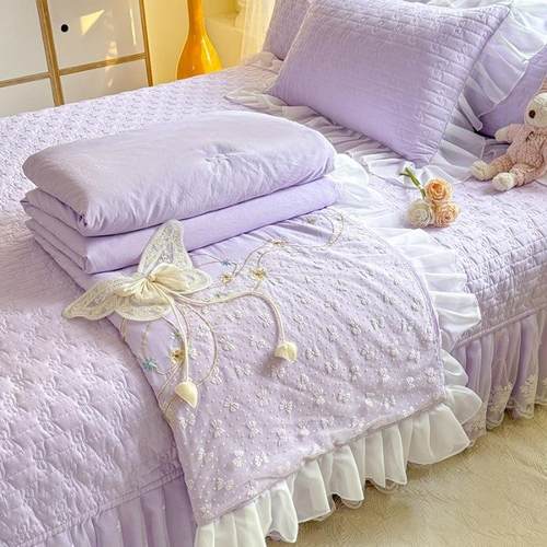 韩式甜美公主超柔水洗棉四件套床盖款仙女公主风被套床单床上用品