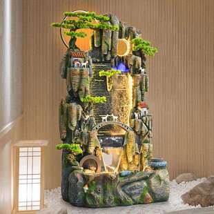 水喷幕FUV墙泉高山饰流水落地摆件客厅办公室中式 高品 端水景观装