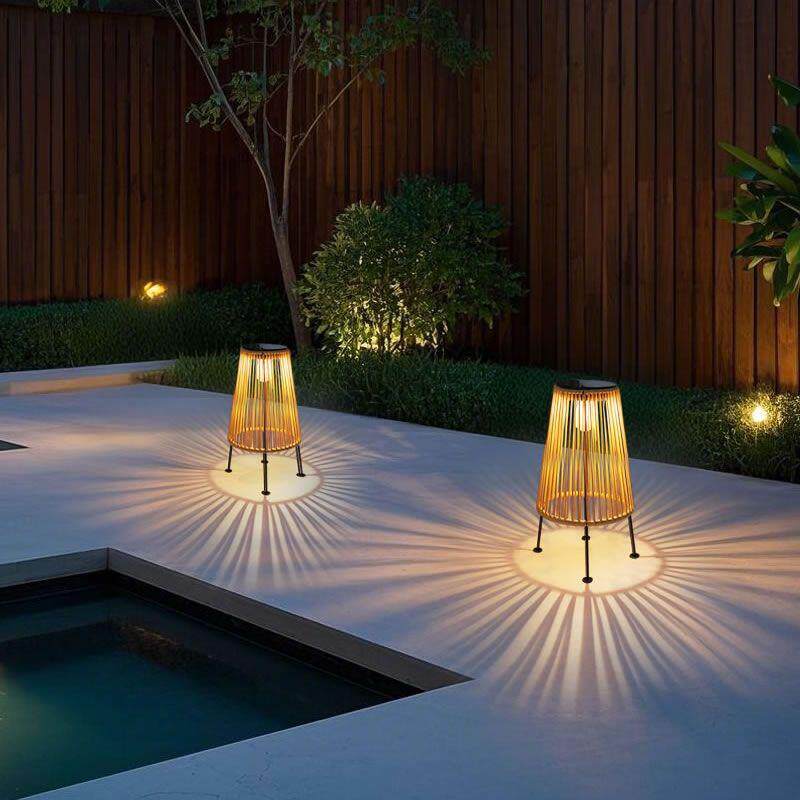 2026新款太阳能户外灯家用庭院落地造景布置氛围草坪藤编照明灯