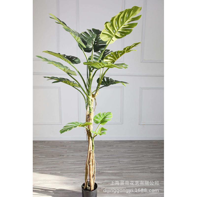 人造落地北欧盆景家居龟背植物叶厂家直销植物盆栽仿真简约