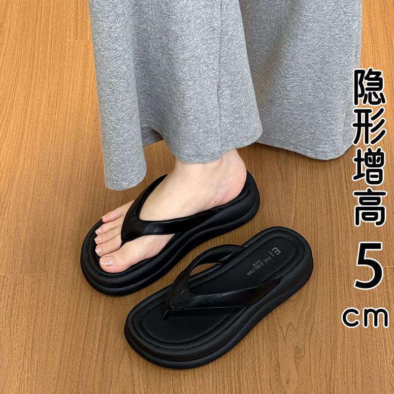 香港真皮厚底人字拖鞋女夏外穿2026新款爆款配裙子海边休闲沙滩鞋
