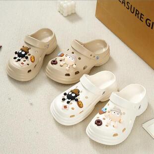 加厚软底踩屎感护士学生洞洞鞋 女外穿居家室内两用拖鞋 洞洞鞋 新款