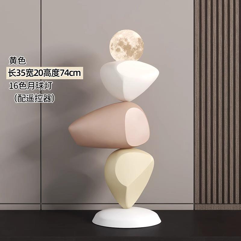 高档时来石运转头摆件客厅电视柜大型术落饰地装品艺入户高级感寓