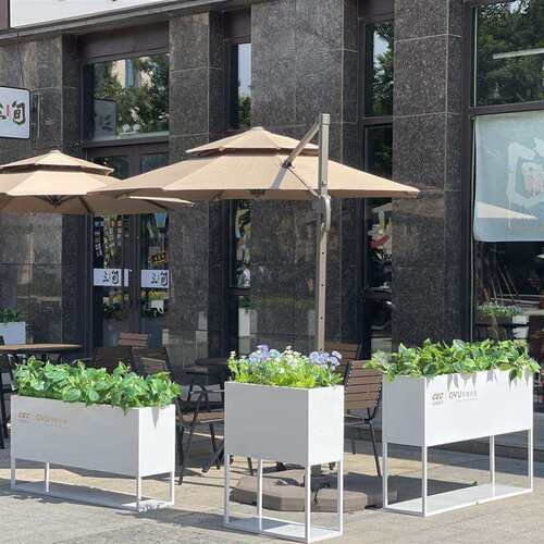 L7D户外铁艺花箱咖啡店餐厅外摆花架落地隔断围栏广场商业街户外