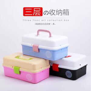 美术工具箱多功能画箱大号三层手提儿童绘画用品小学生收纳美甲盒