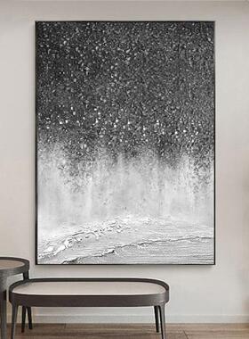 纯手绘空油画星玄VTC关装饰画极简廊客厅走过道挂画黑白户肌理入