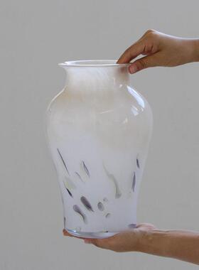 厂家直销中古风玻璃简约奶玉色插花家居花瓶摆件礼品餐桌花瓶装饰