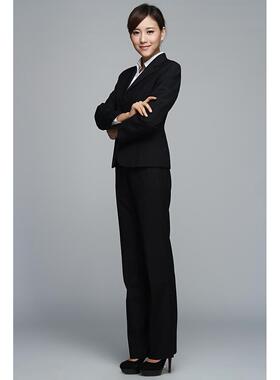 高档女两扣藏蓝色装职业套装工装黑色西服士套装正装女工作服面试