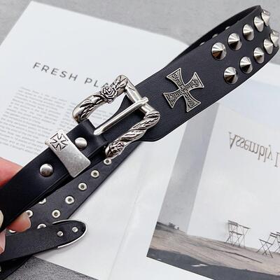 rivet cross metal belt is retro 铆钉十字架金属皮带覆古
