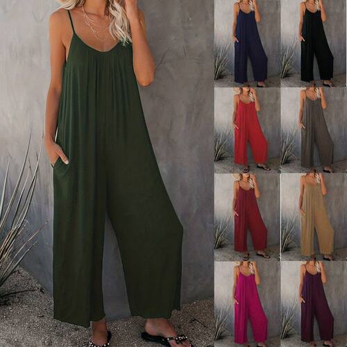 New Women's Backless Jumpsuit Adjustable Thin Straps