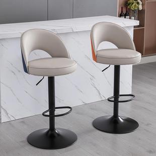 轻奢吧台椅酒吧椅升降商用吧台坐椅前台靠背椅子家用岛台高脚凳子