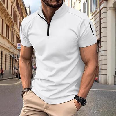 Men's Training Splicing Arm Pocket Stand up Collar Short