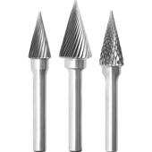 钨钢磨头硬质合金旋转锉尖头圆锥单双槽交叉纹M0817 M1225M06金鹰