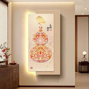 新中式葫芦廊玄关装饰安画平乐寓意好正对门走过道挂10024578画喜