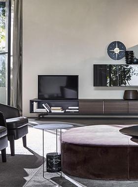 设计师边几圆极简角几大理铁石艺茶几北形创意欧SMF-1327红色小圆