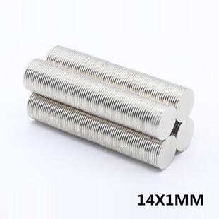 1钕铁硼圆形强磁磁铁片N35徽章LED灯书画磁铁吸铁石14x1