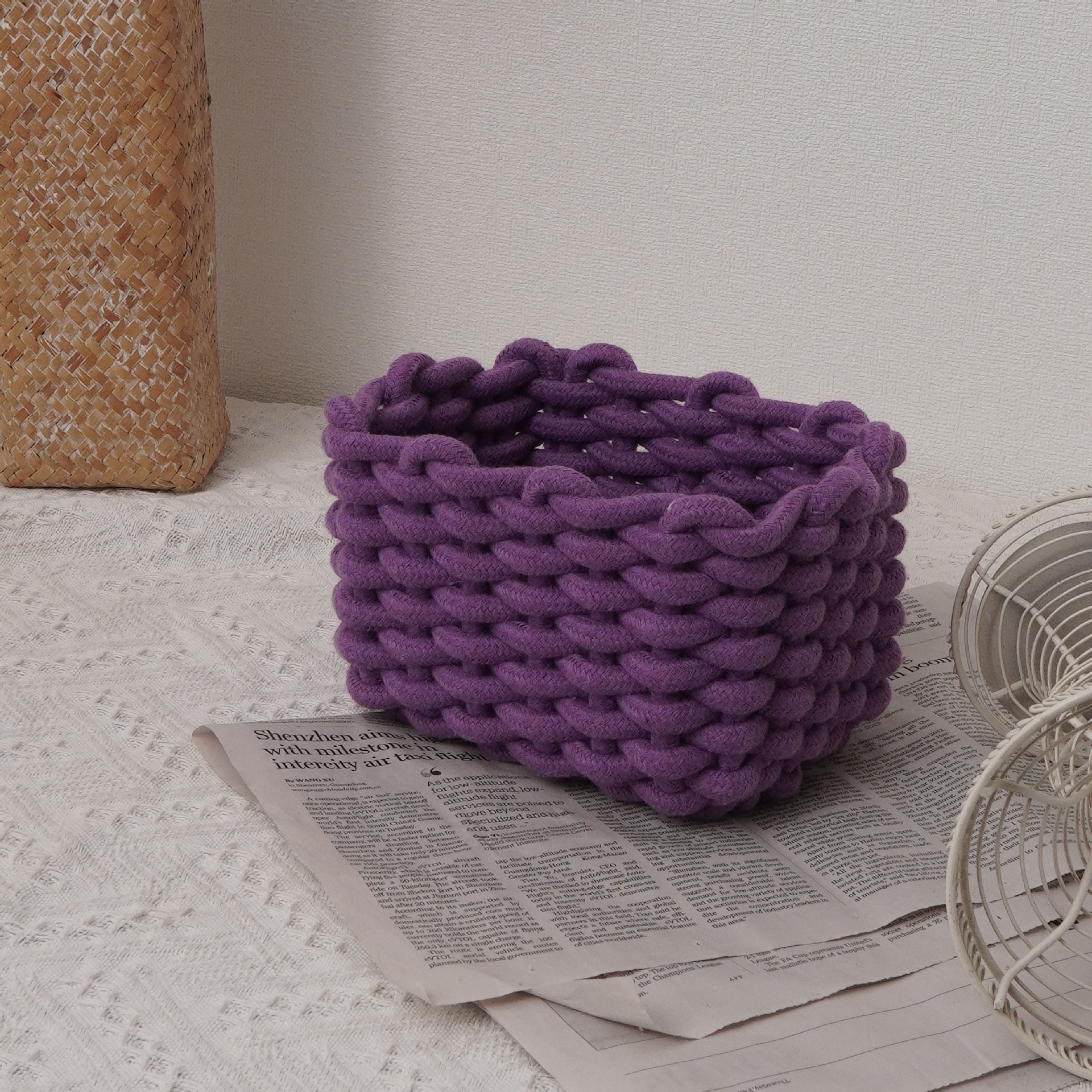 框框收纳筐脏衣服杂物玩具零食编织篮子家用电视柜桌面整理可移动